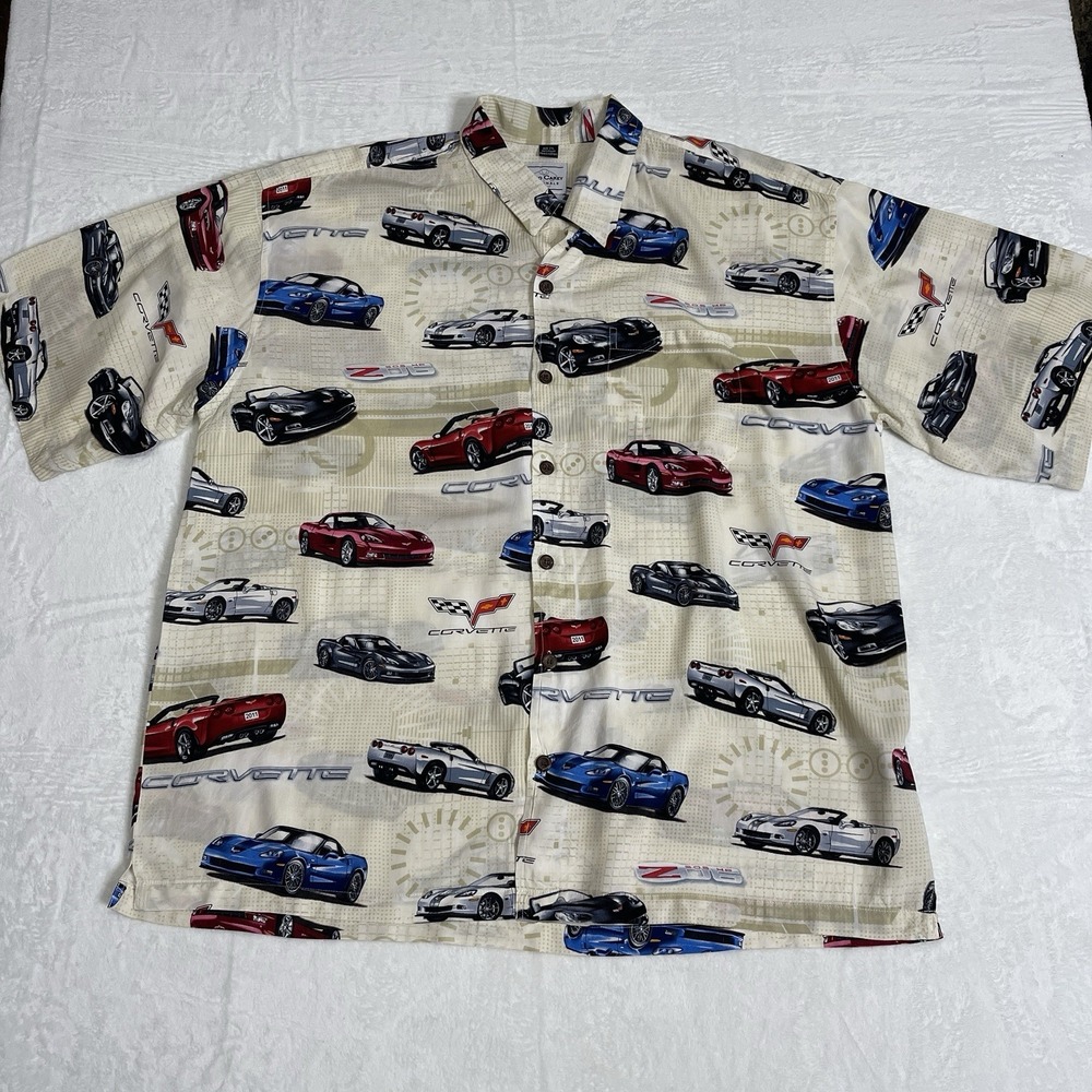 David Carey Shirt Mens XXL Corvette Z06 Cars GM Camp Aloha Hawaiian Tropical AOP